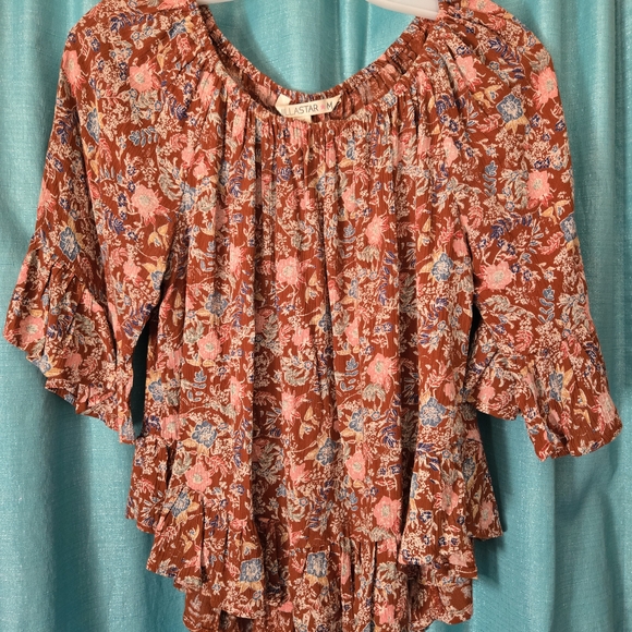 Vanilla Star Tops - Vanilla Star Women's Floral Blouse - Red and Blue
